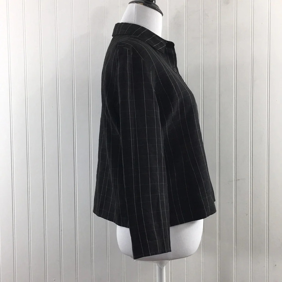 Emanuel ungaro Black White Windowpane Check Button Front Shirt Womens SP Long - Picture 2 of 12